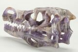 Carved Amethyst Dinosaur Crystal Skull - Ferocious! #227049-5